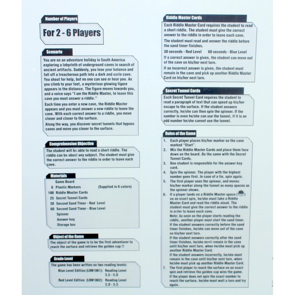 Learning Well Riddle Master Blue Level Edition Reading Comprehension Logic Board - Picture 4 of 4